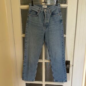 Agolde Light Blue High-Rise Straight Jeans (Waist Altered)